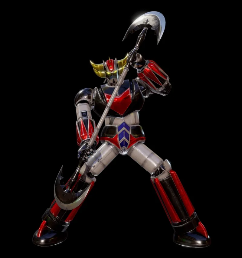 Grendizer UFO Robot figure holding a large double-ended axe