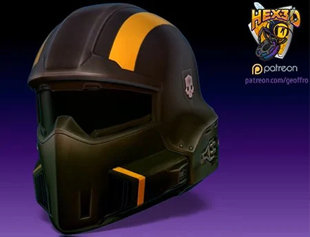 B-01 Tactical Helmet with dark shell, yellow stripe, and enclosed visor
