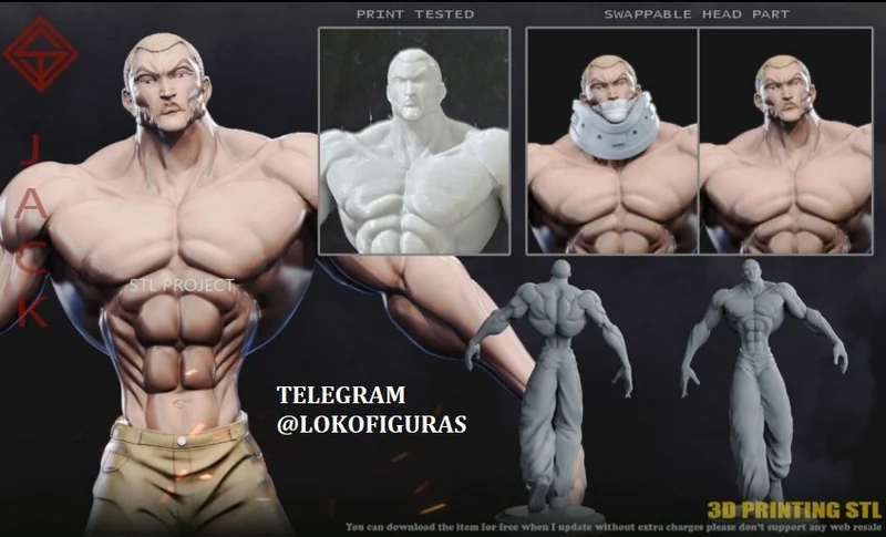 Jack Hanma from Baki muscular character figure with alternate head parts