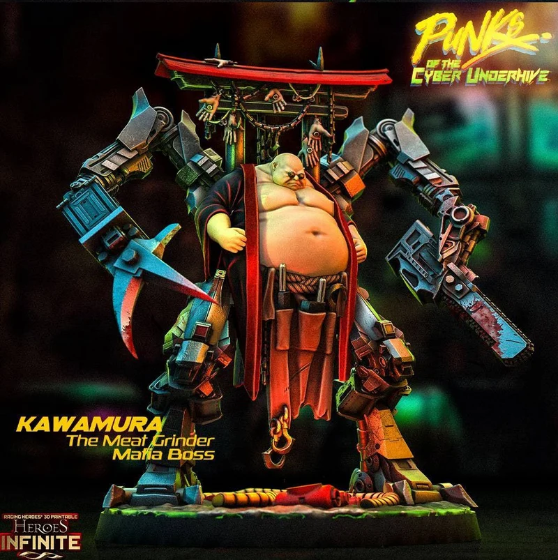 Kawamura the Meat Grinder cyberpunk figure with mechanical limbs