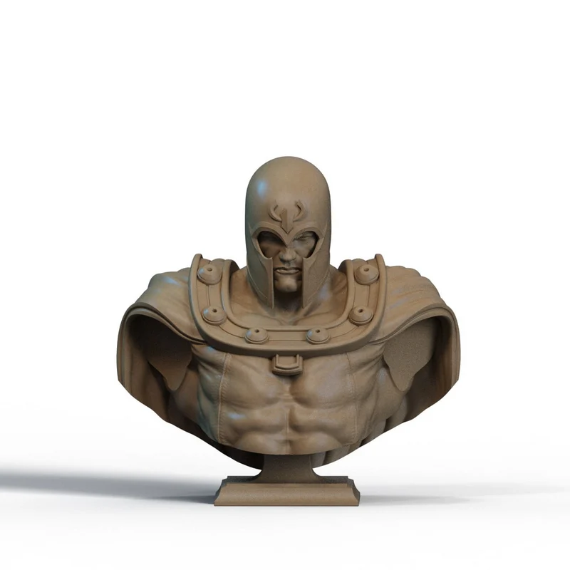 Marvel Magneto bust with helmet, shoulder armor, chest details, and base