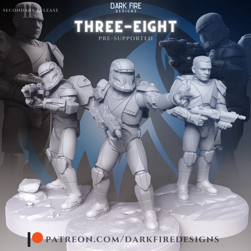 RC-1138 Boss in Republic Commando armor holding a blaster