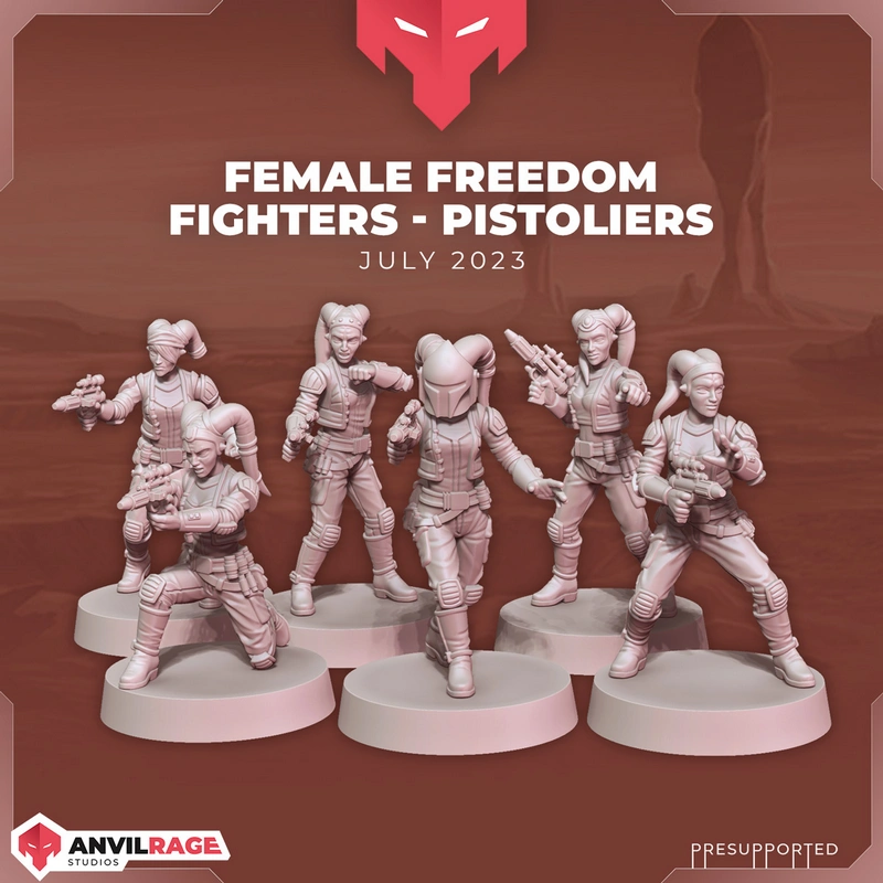 Star Wars Twi'lek female pistoliers with blasters and display bases