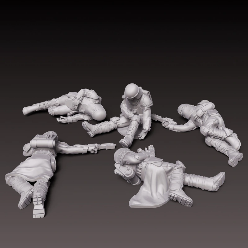 Fallen Star Wars snowtrooper figures in white armor with blasters