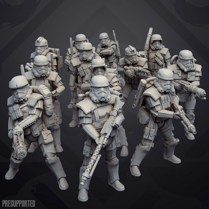 Group of Star Wars Stormtrooper specialist figures in detailed armor