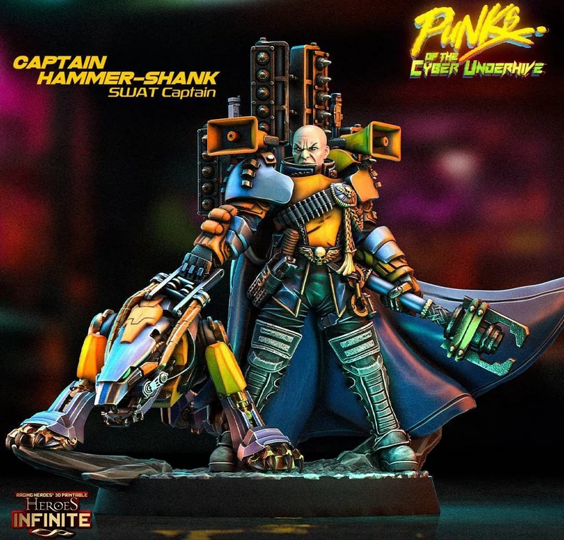 Captain Hammer-Shank SWAT figure with a mechanical cyber hound