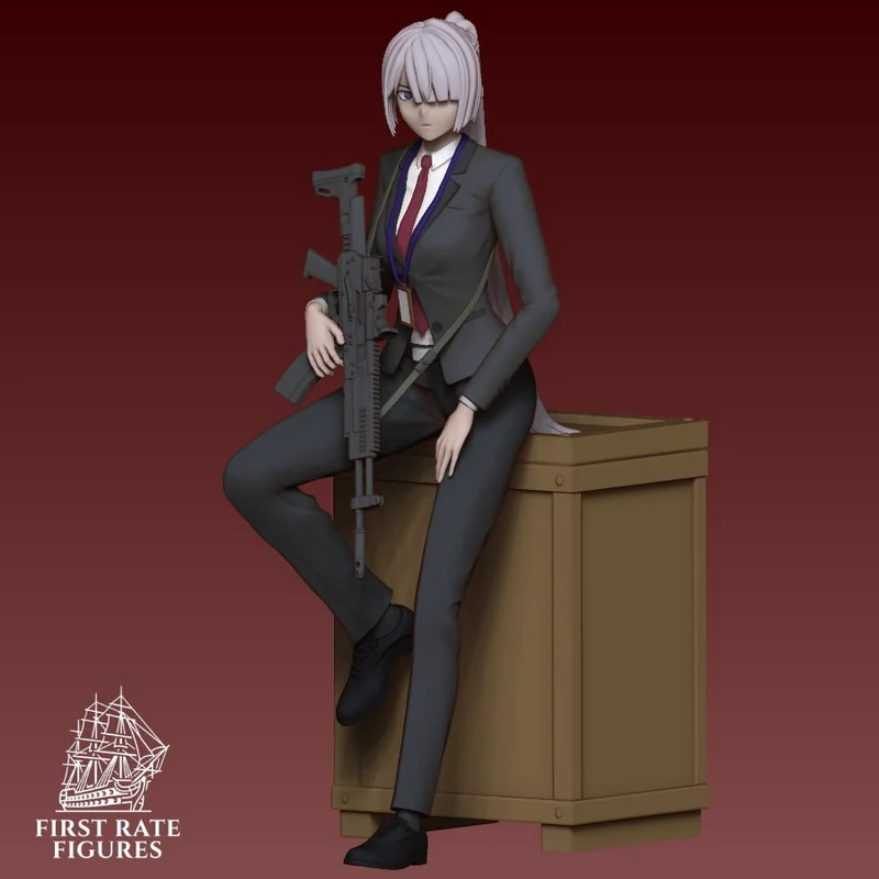 Voymastina Erwin seated on a crate with a rifle, Girls' Frontline 2 character figure