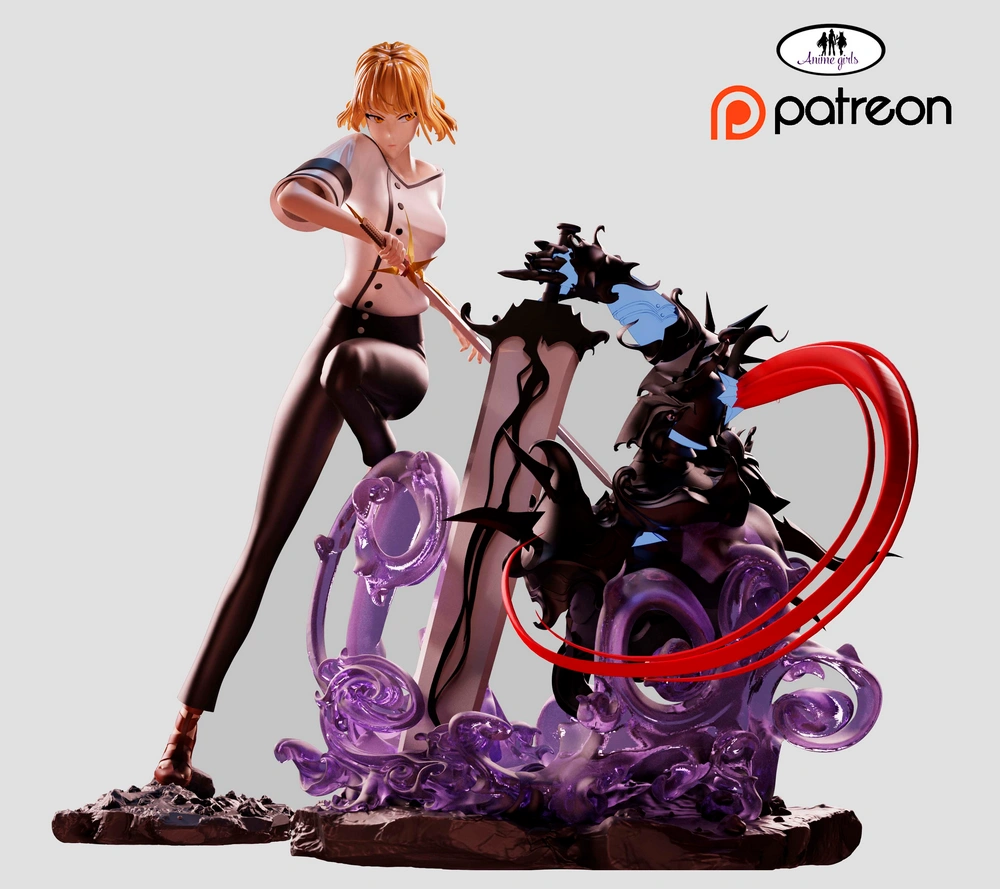 Cha Hae-In — Solo Leveling STL render Cha Hae-In — Solo Leveling 3D printable STL model