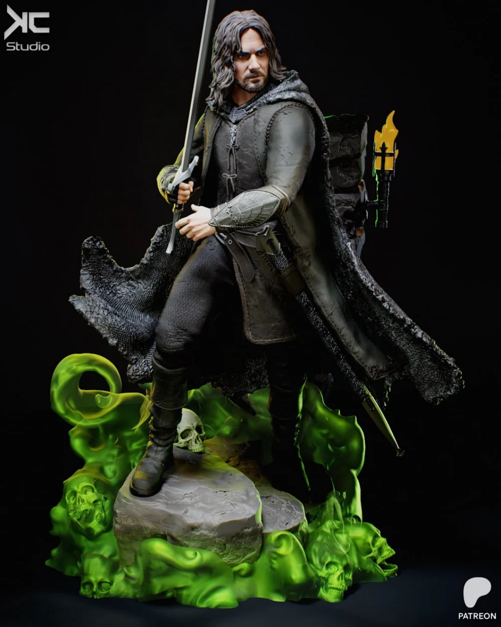 Aragorn — The Lord of the Rings STL render Aragorn — The Lord of the Rings 3D printable STL model