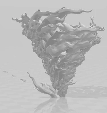 Celestian Vortex STL showing a swirling cone of tendrils and skeletal details