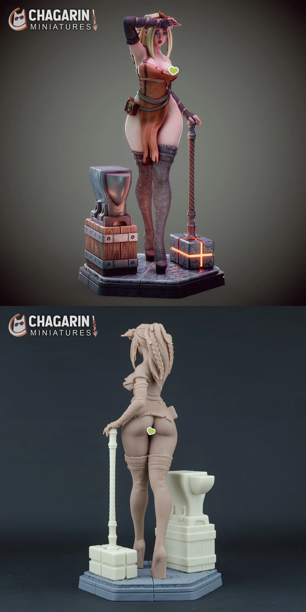 Hilda Lady Blacksmith STL render Hilda Lady Blacksmith 3D printable STL model
