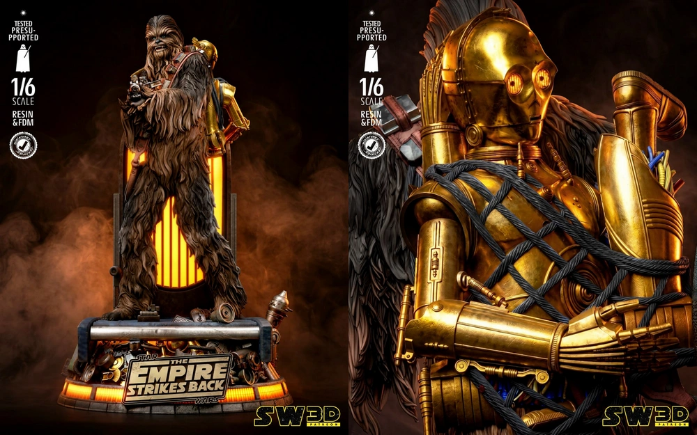 Chewbacca & C-3PO Sculpture — Star Wars 3D printable STL model