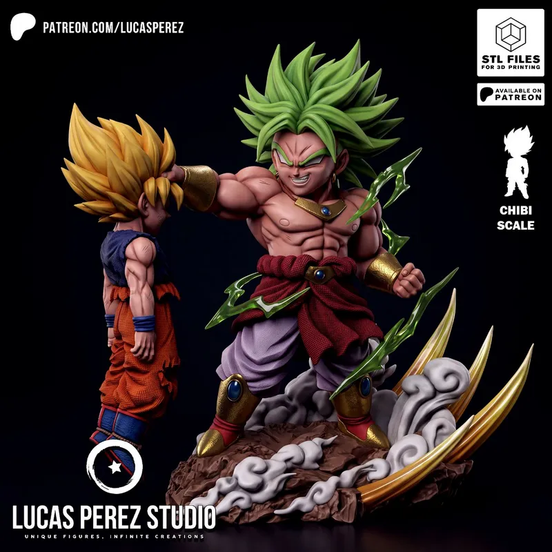 Broly vs Goku Chibi — Dragon Ball 3D printable STL model