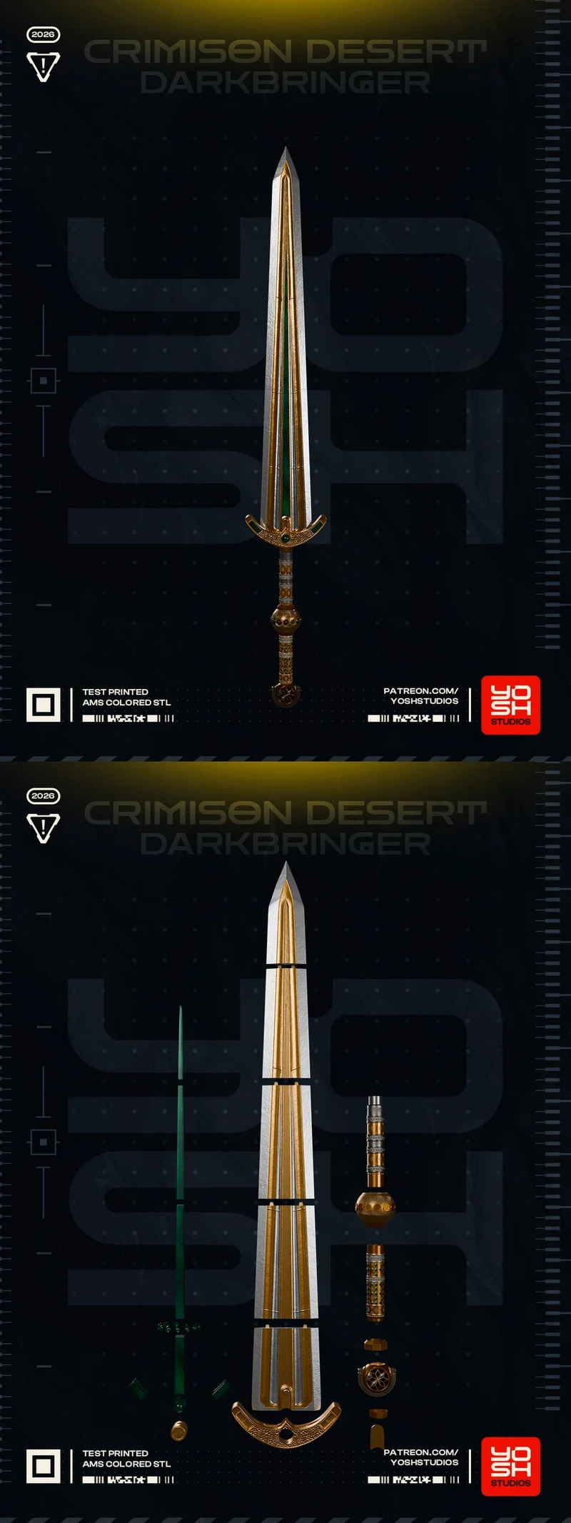 Darkbringer Sword 3D model from Crimson Desert with an ornate blade and wrapped handle