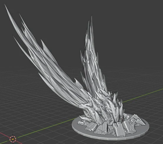 Everblaze Comet fantasy sculpture with sweeping flame-like forms on a round base