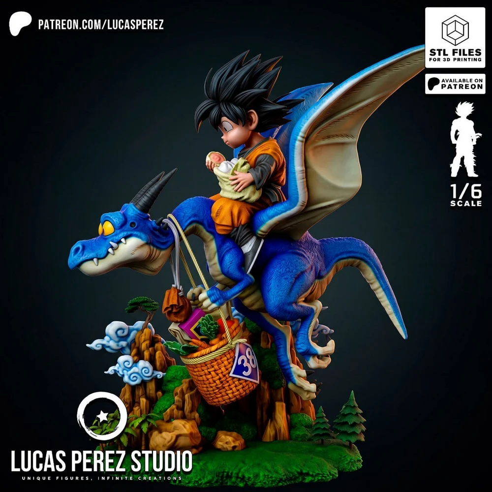 Goten & Dragon β Dragon Ball STL render Goten & Dragon β Dragon Ball 3D printable STL model