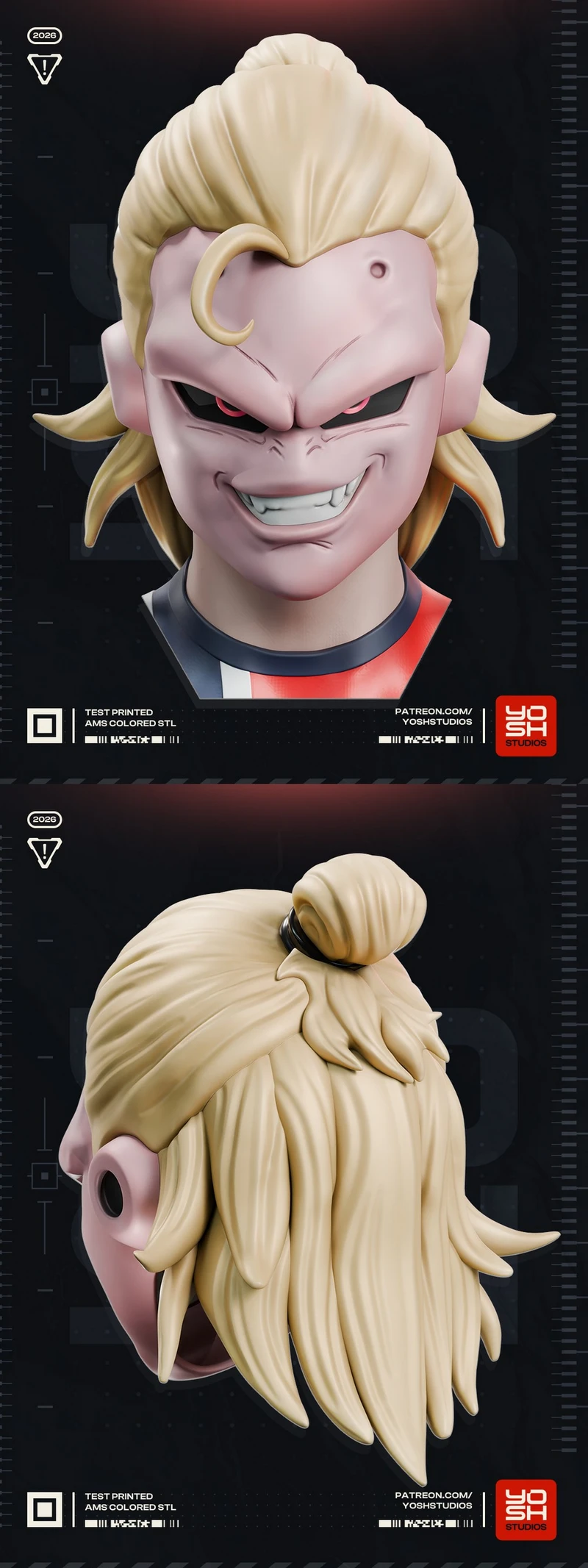 Haaland Buu-inspired helmet with pink face and swept blond hair