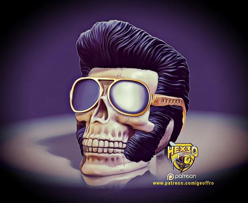 Elvis Skull STL render Elvis Skull 3D printable STL model