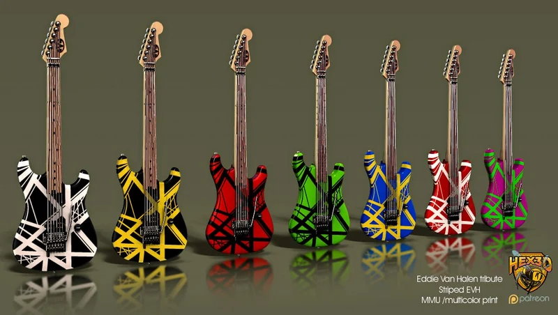 EVH Striped Guitar STL render EVH Striped Guitar 3D printable STL model