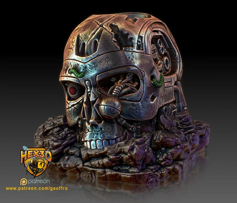 Skull Planter Bowl STL render Skull Planter Bowl 3D printable STL model