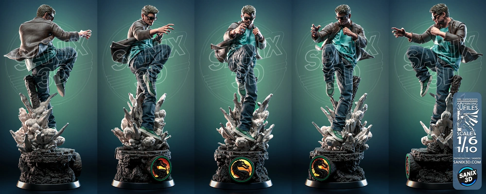 Johnny Cage — Mortal Kombat STL render Johnny Cage — Mortal Kombat 3D printable STL model