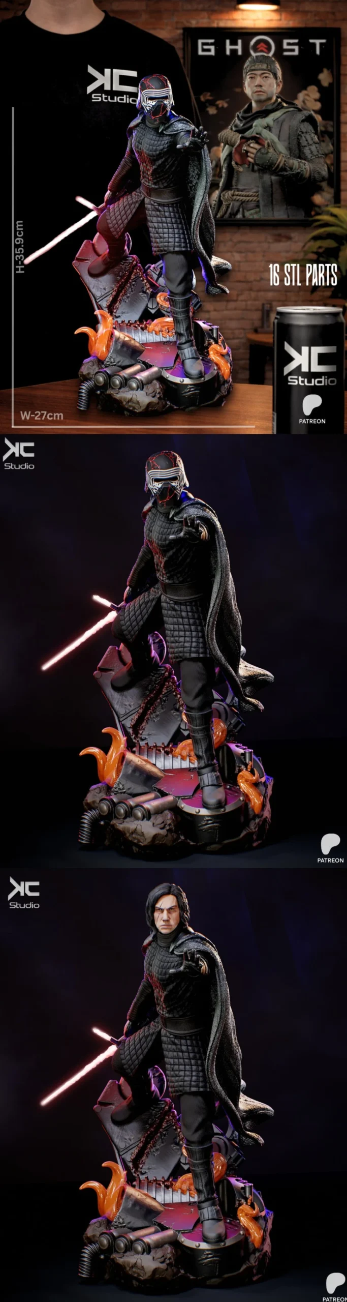 Kylo Ren — Star Wars STL render Kylo Ren — Star Wars 3D printable STL model
