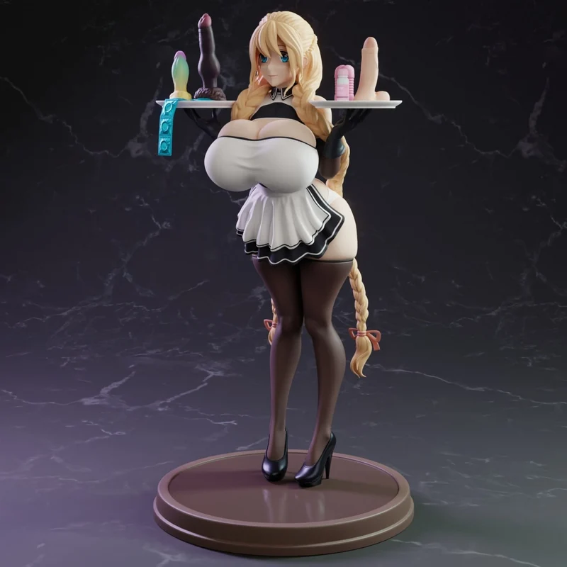 Maid Girl with Accessories STL render Maid Girl with Accessories 3D printable STL model