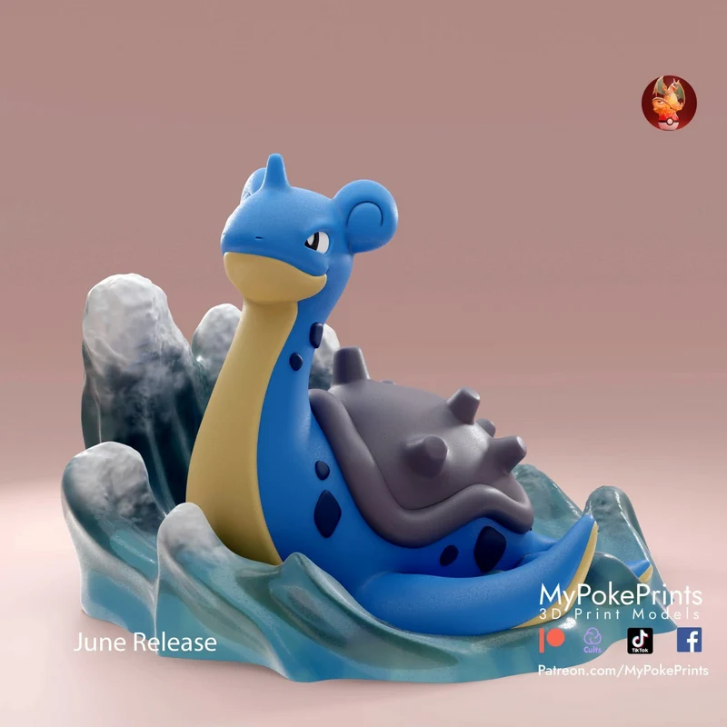 Lapras on Wave — Pokémon 3D printable STL model