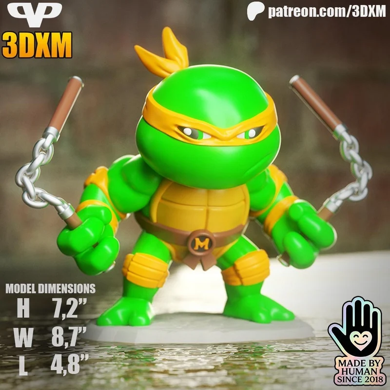 Michelangelo Chibi — Teenage Mutant Ninja Turtles 3D printable STL model