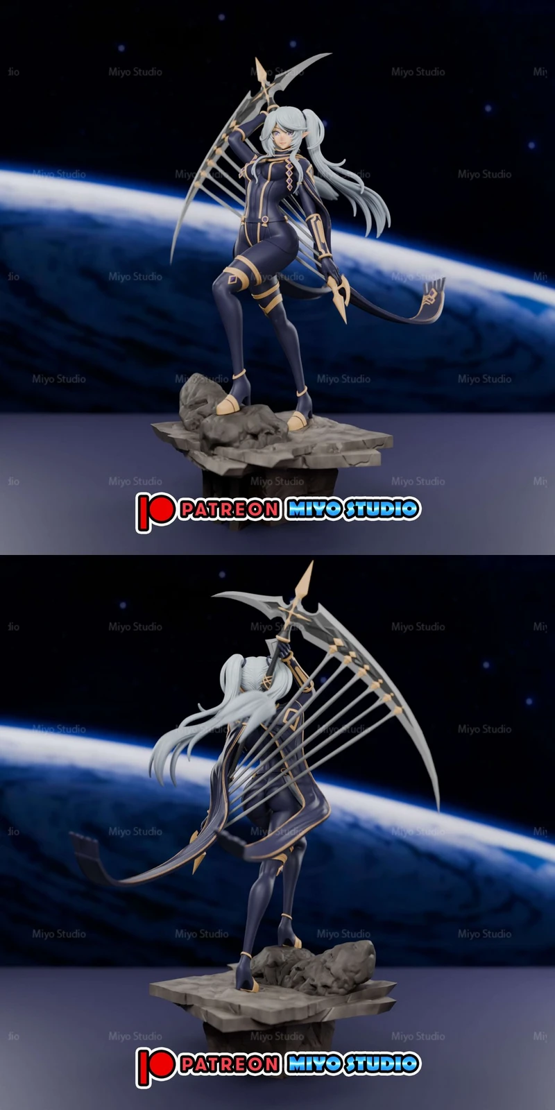 Epsilon figure from The Eminence in Shadow with a bow and rocky base