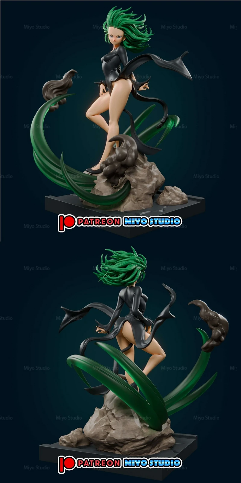 Tatsumaki One-Punch Man figure with green hair and flowing effects