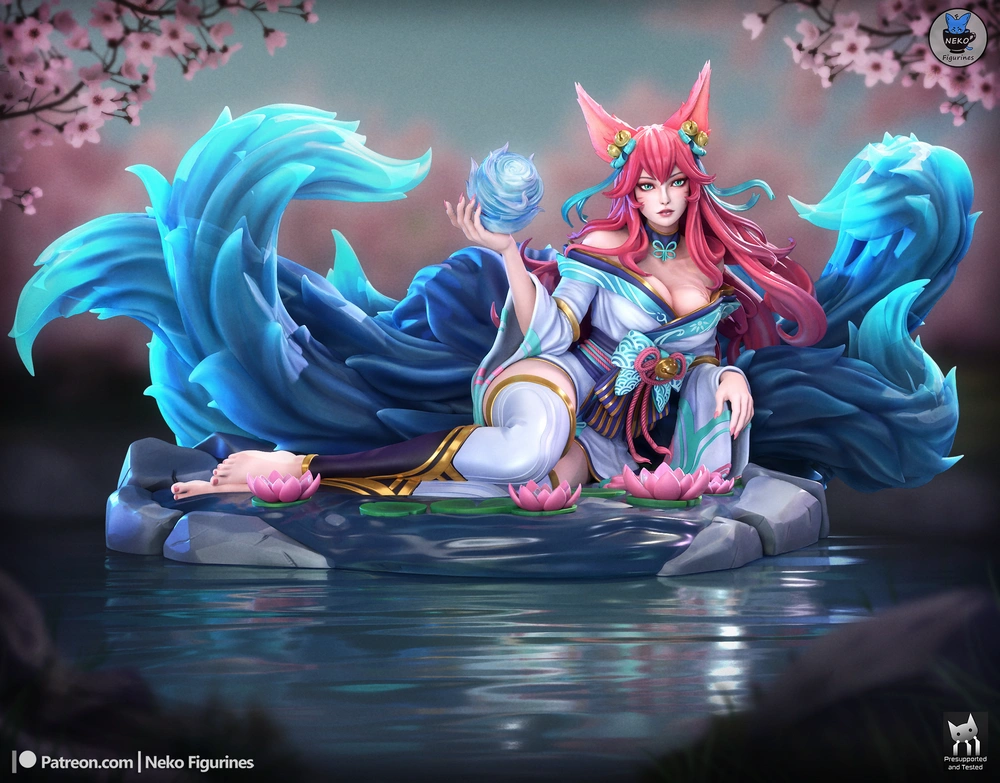 Fox Spirit Lady Ahri — League of Legends STL render Fox Spirit Lady Ahri — League of Legends 3D printable STL model