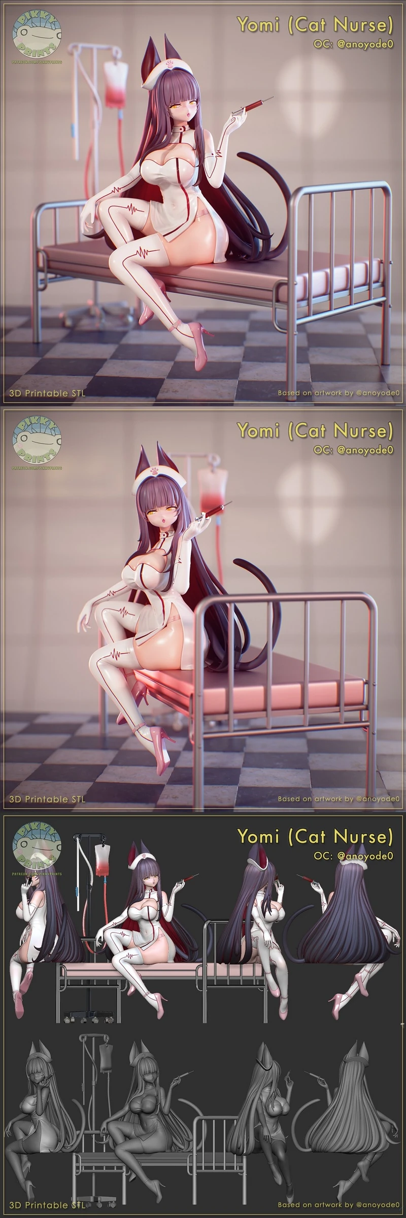 Cat Nurse Yomi catgirl nurse figure seated on a hospital bed
