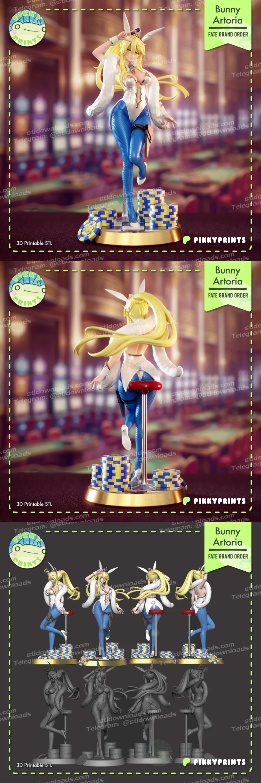 Bunny Artoria — Fate/Grand Order STL render Bunny Artoria — Fate/Grand Order 3D printable STL model