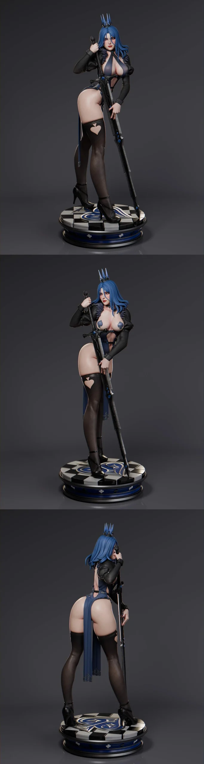Queen of Spades STL render Queen of Spades 3D printable STL model