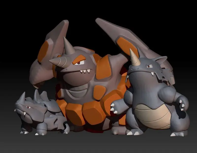 Rhyhorn Rhydon Rhyperior — Pokémon 3D printable STL model