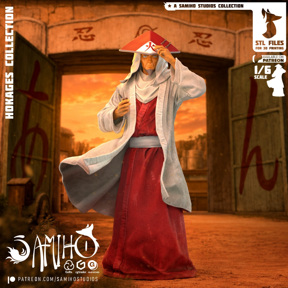Hiruzen Sarutobi — Naruto STL render Hiruzen Sarutobi — Naruto 3D printable STL model