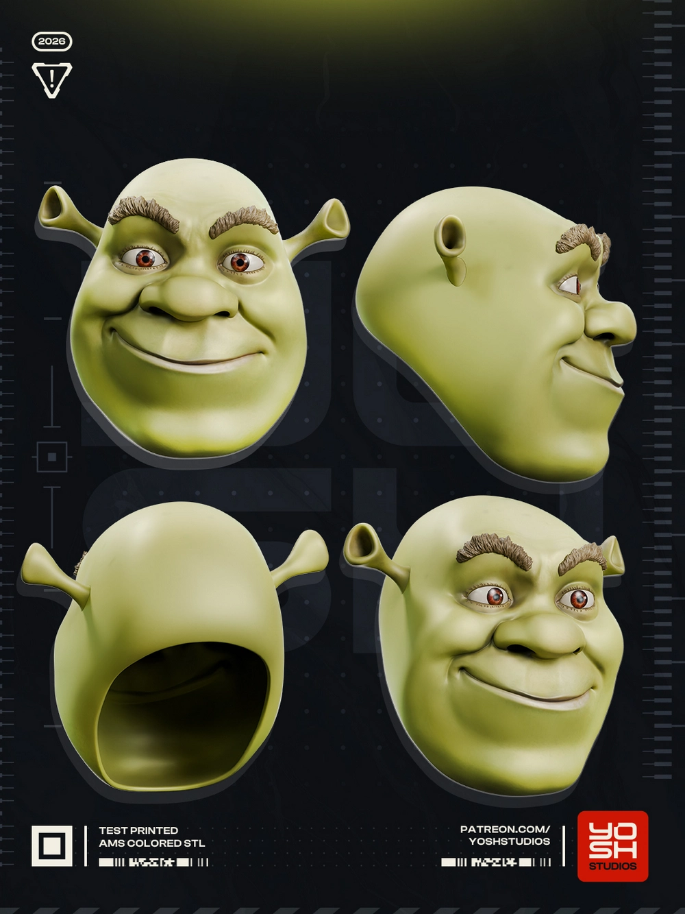 Shrek Helmet — Shrek STL render Shrek Helmet — Shrek 3D printable STL model