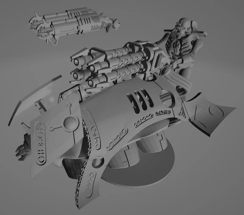 Warhammer 40,000 Necron motorcycle 3D model with skeletal rider