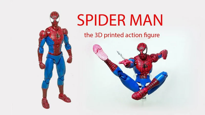 Articulated Spider-Man figure in red and blue suit with web details