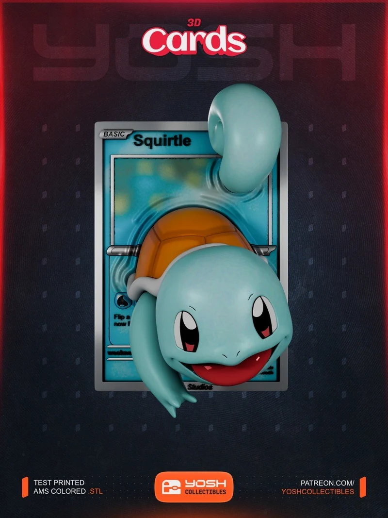 Squirtle Card — Pokémon STL render Squirtle Card — Pokémon 3D printable STL model