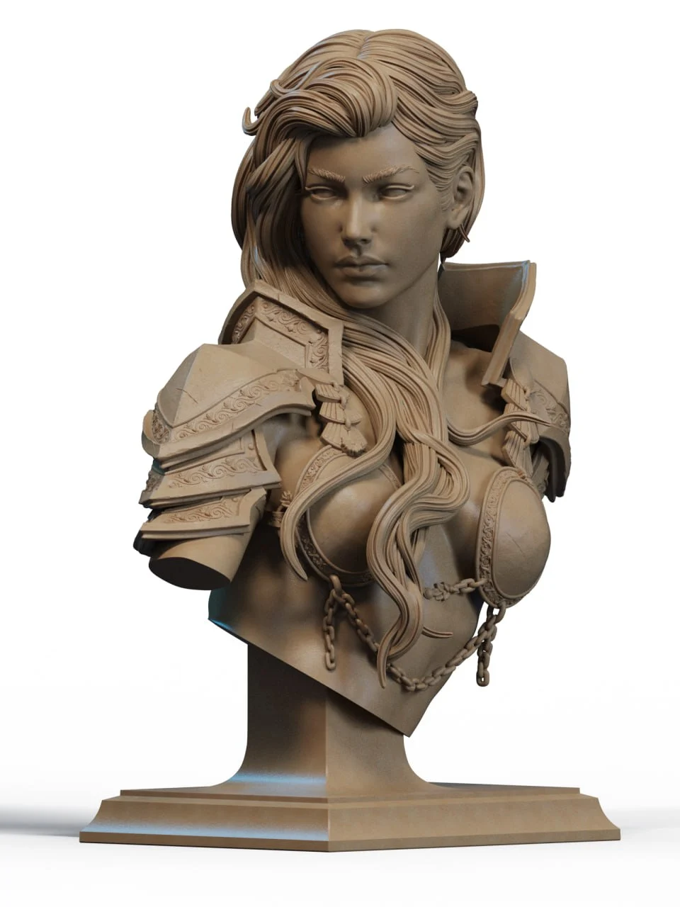 Woman Warrior Bust STL render Woman Warrior Bust 3D printable STL model