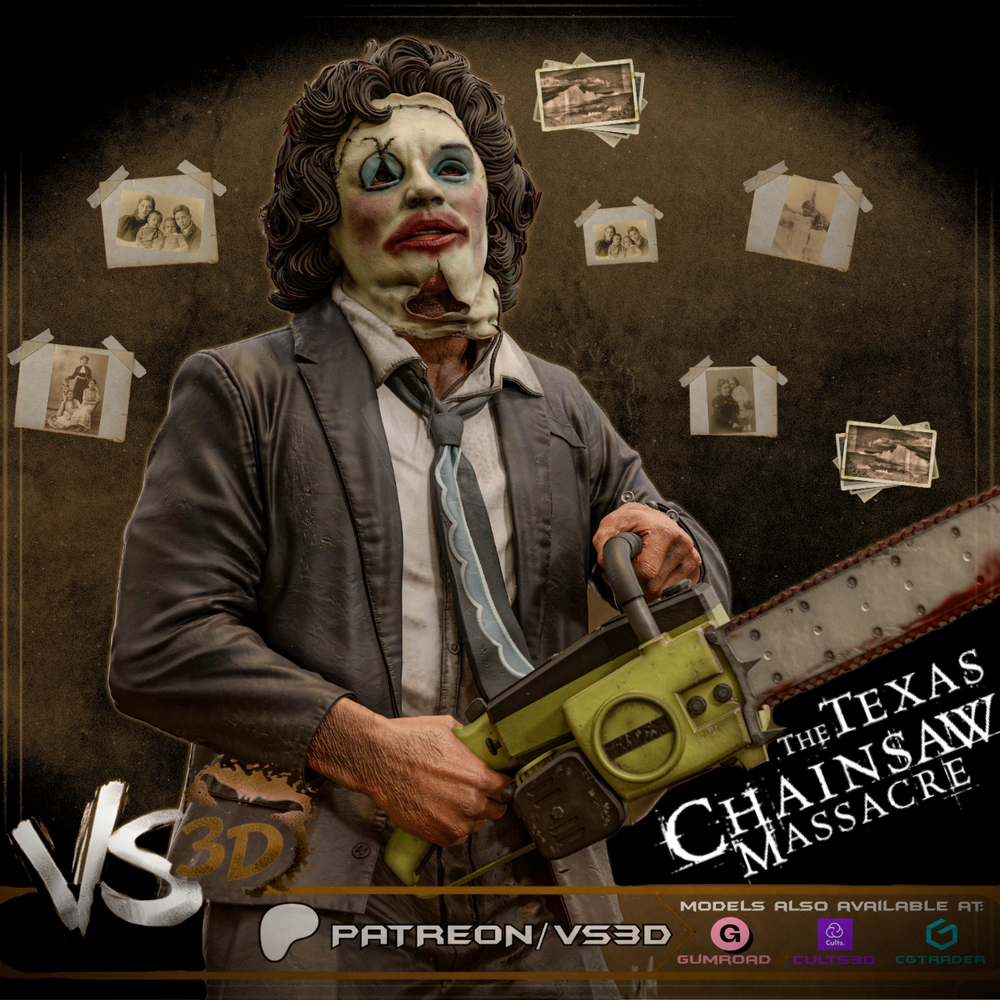 Leatherface — The Texas Chain Saw Massacre STL render Leatherface — The Texas Chain Saw Massacre 3D printable STL model