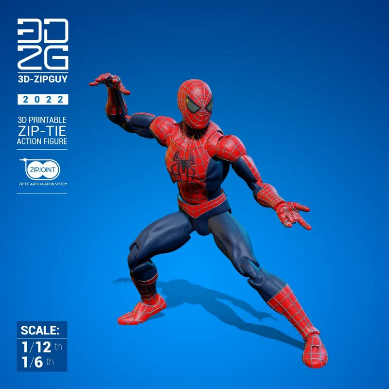 Articulated Spider-Man action figure in a dynamic red-and-blue webbed suit