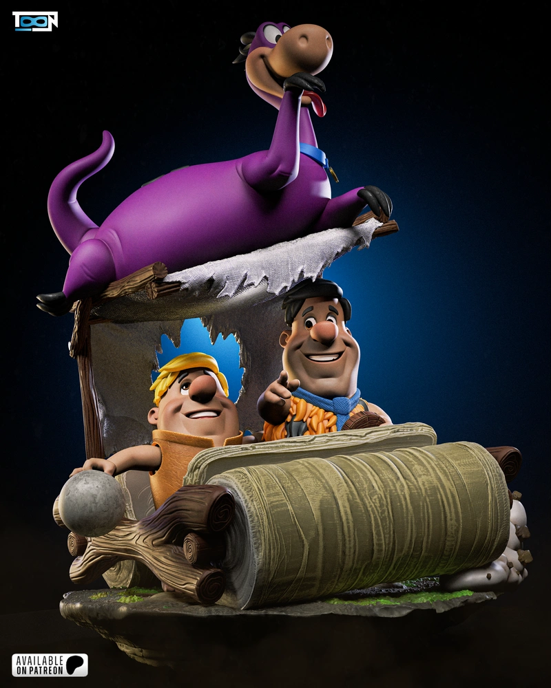 The Flintstones character group with Fred, Barney, Bamm-Bamm, and Dino