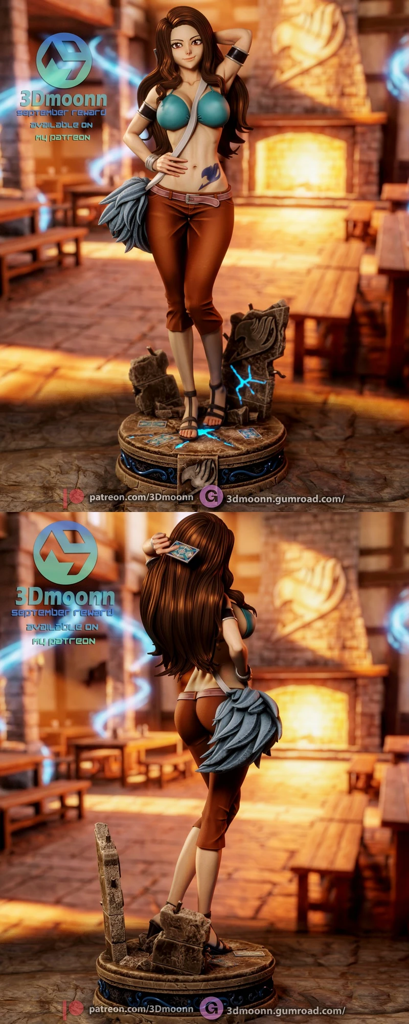 Cana Alberona Fairy Tail figure with a feathered accessory on a fantasy base