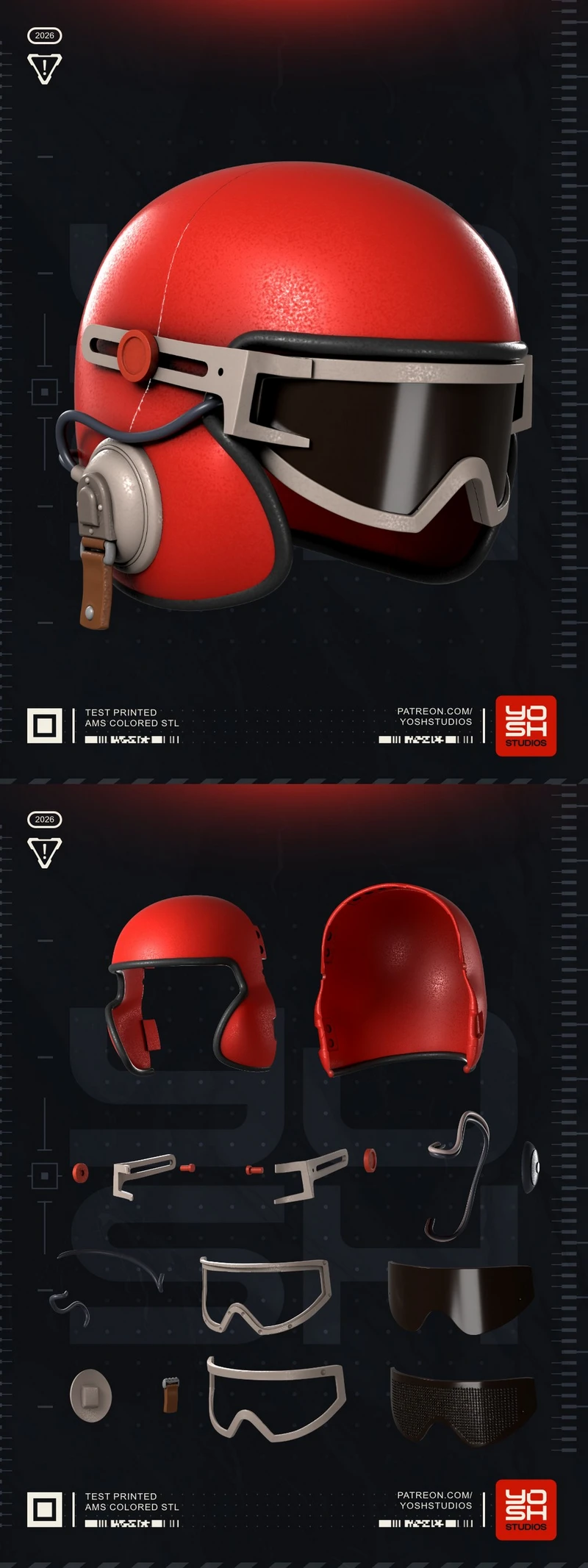 Red ARC Raiders Wilderness Scout Helmet with dark visor and side earpiece