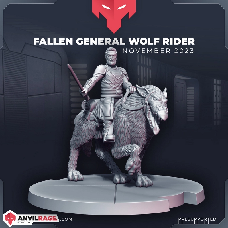 Baylan Skoll riding the shaggy Howler creature in an armored Star Wars figurine