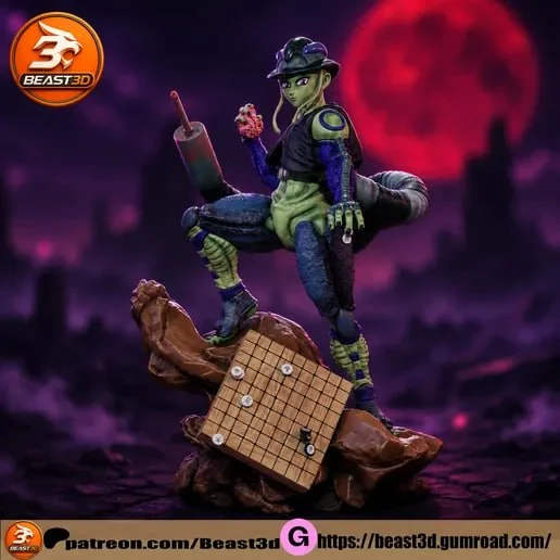 Meruem Hunter x Hunter seated 3D figure on a creature base with a gridded game board