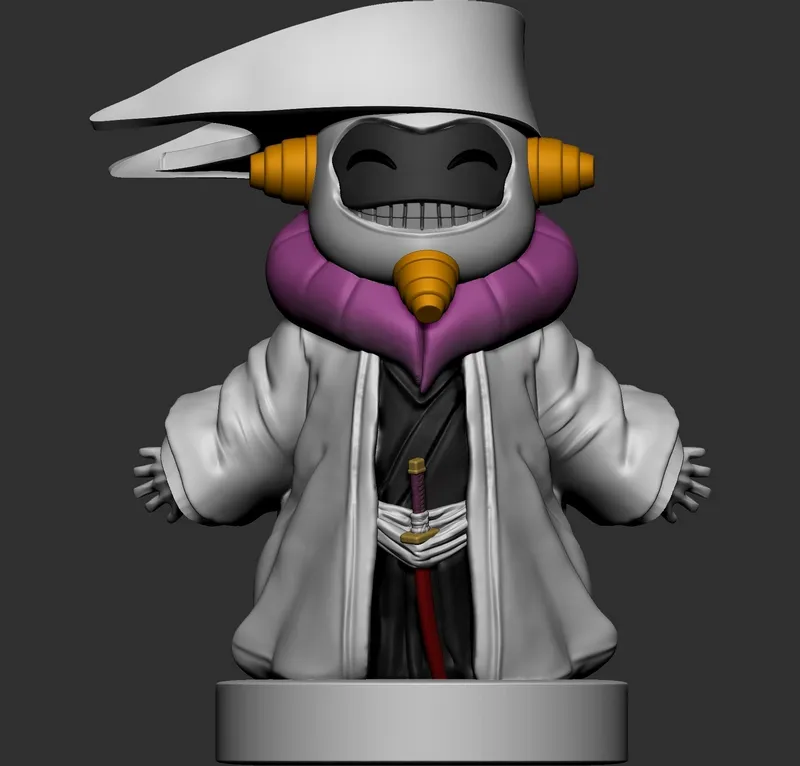 Chibi Mayuri Kurotsuchi from Bleach wearing a hat and white coat